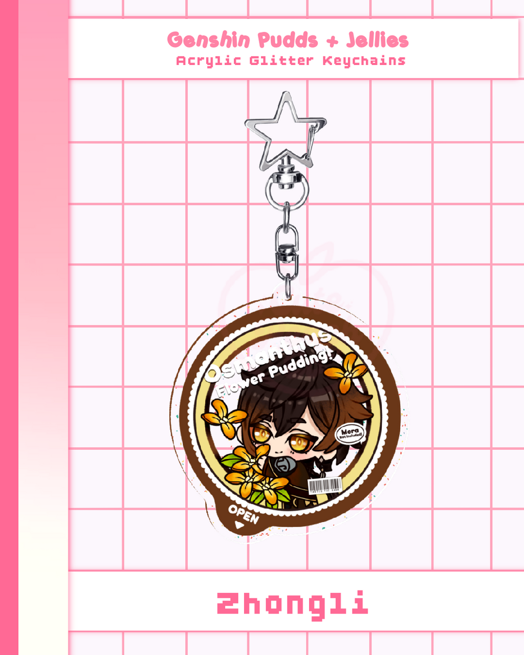 🍮 Genshin Pudds + Jellies Glitter Keychains