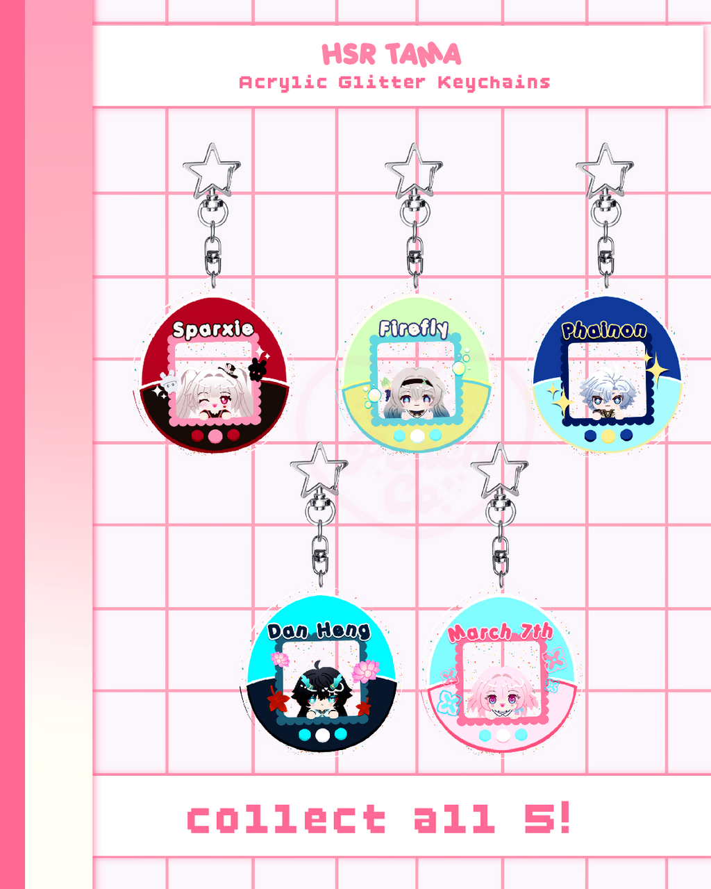 HSR Tama Acrylic Glitter Keychains