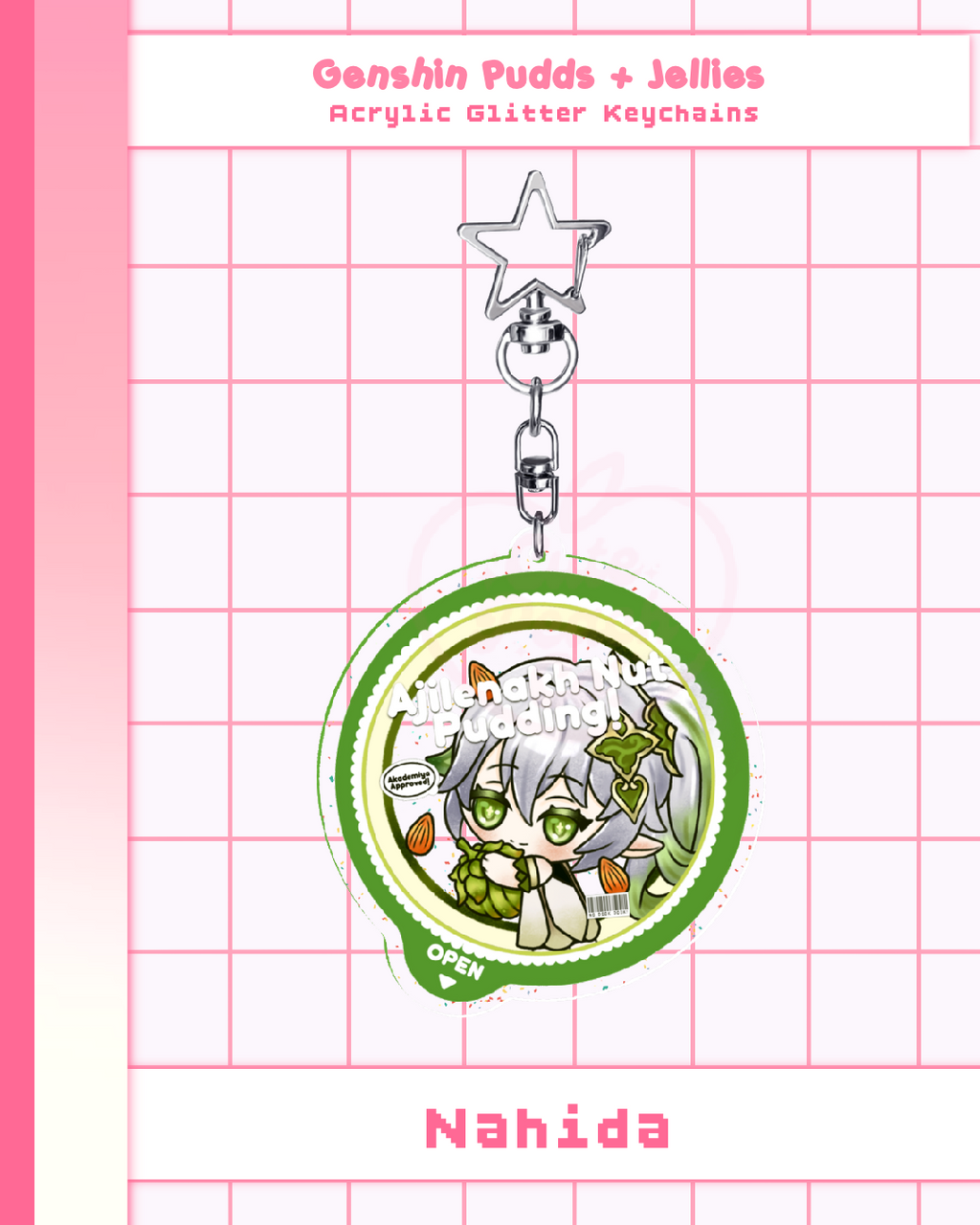 🍮 Genshin Pudds + Jellies Glitter Keychains