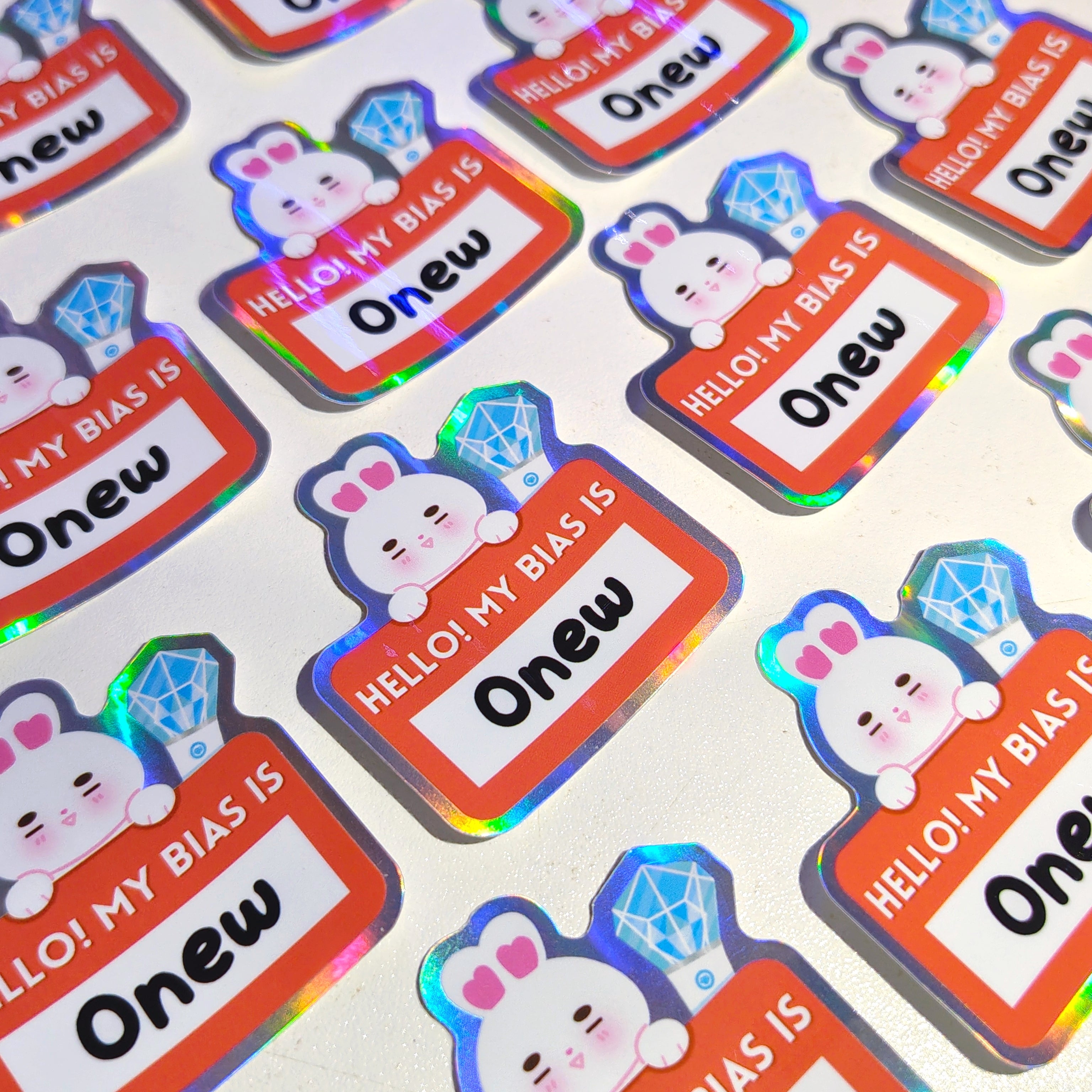 Hello My Bias is : Onew! Holographic Vinyl Sticker ♡