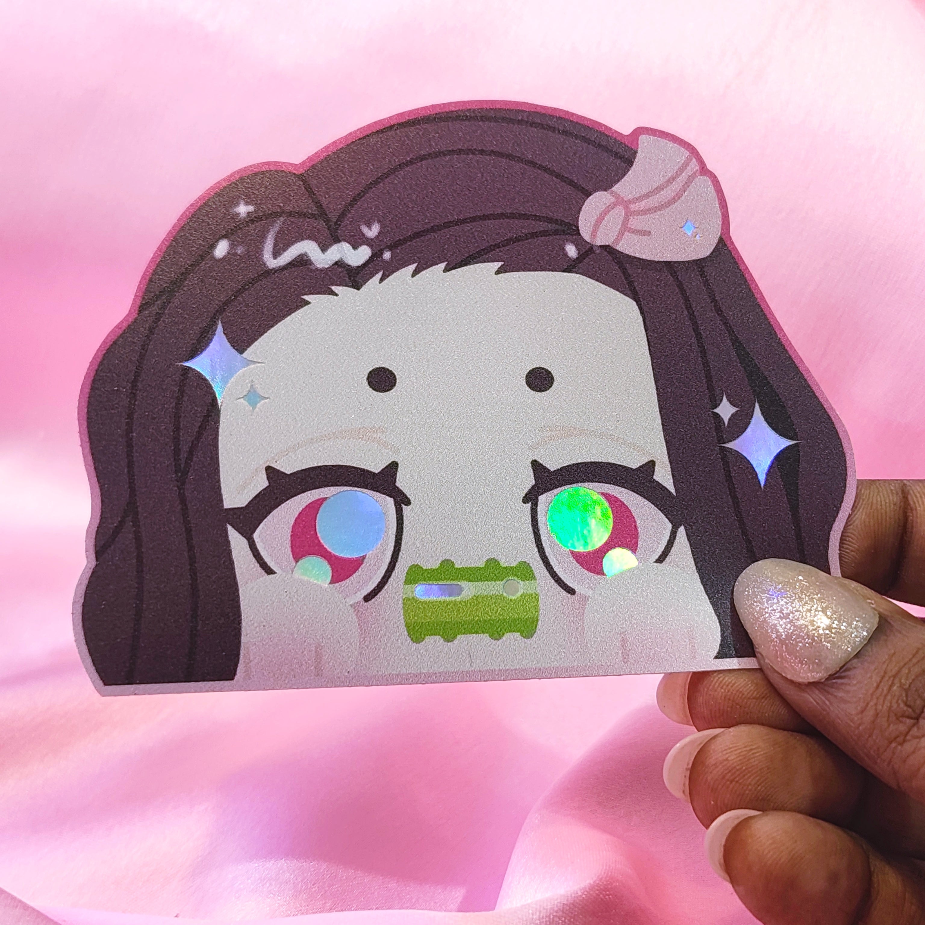 Demon Slayer Nezuko Holographic Peeker Sticker