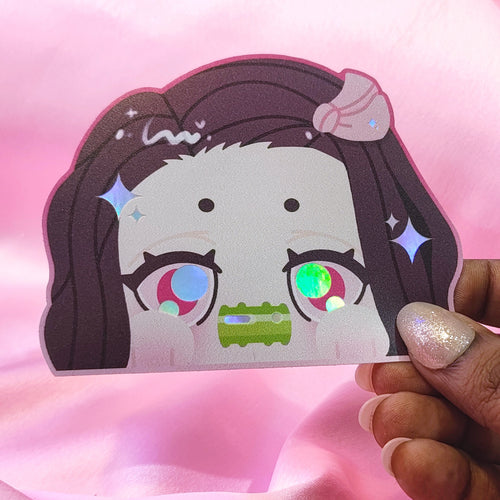 Demon Slayer Nezuko Holographic Peeker Sticker