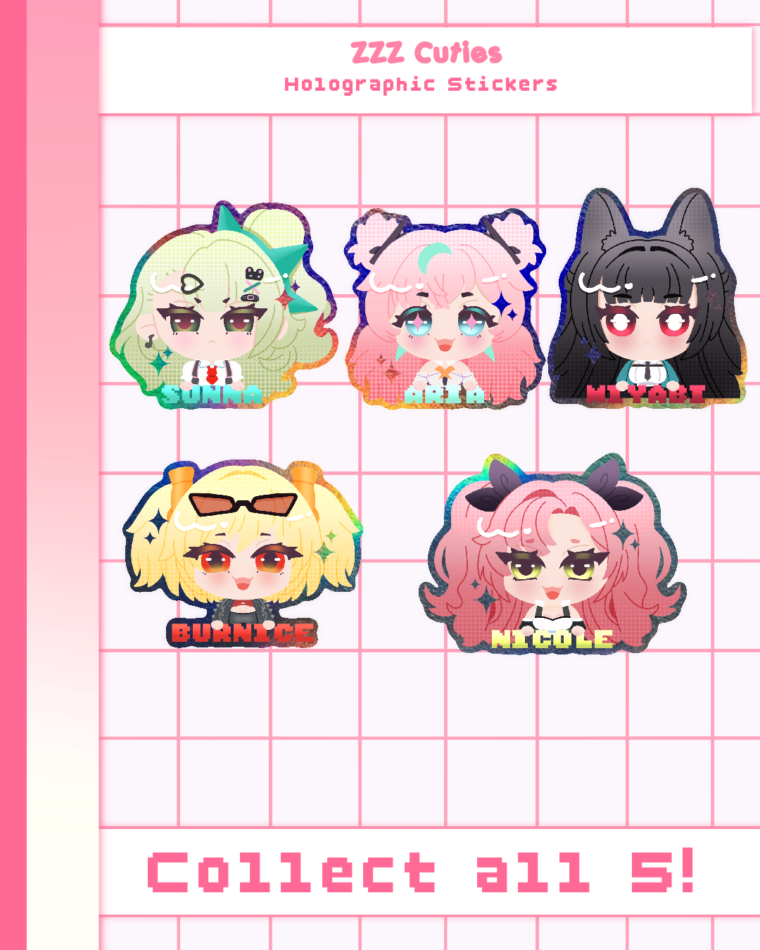 ZZZ Cuties Holographic Stickers!
