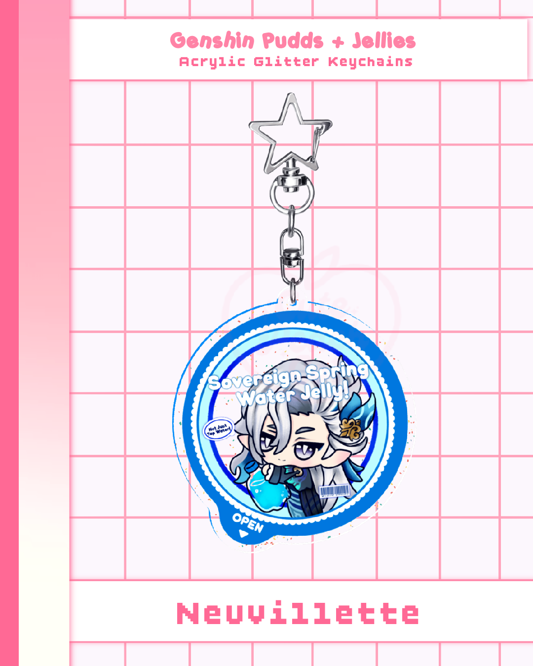 🍮 Genshin Pudds + Jellies Glitter Keychains