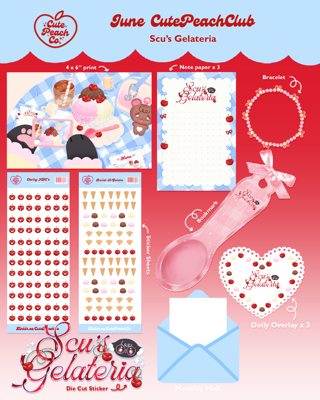 🍑🍞 Peach Harvest : CutePeachClub June 2026 : Scu's Gelateria 🍑✨: Full Stationery + Ephemera Set (Copy)