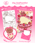 🌷🍒 Peach Buds : CutePeachClub July 2026 : Peach's Birthday Party 🎂🍰 Print + Letter + Sticker
