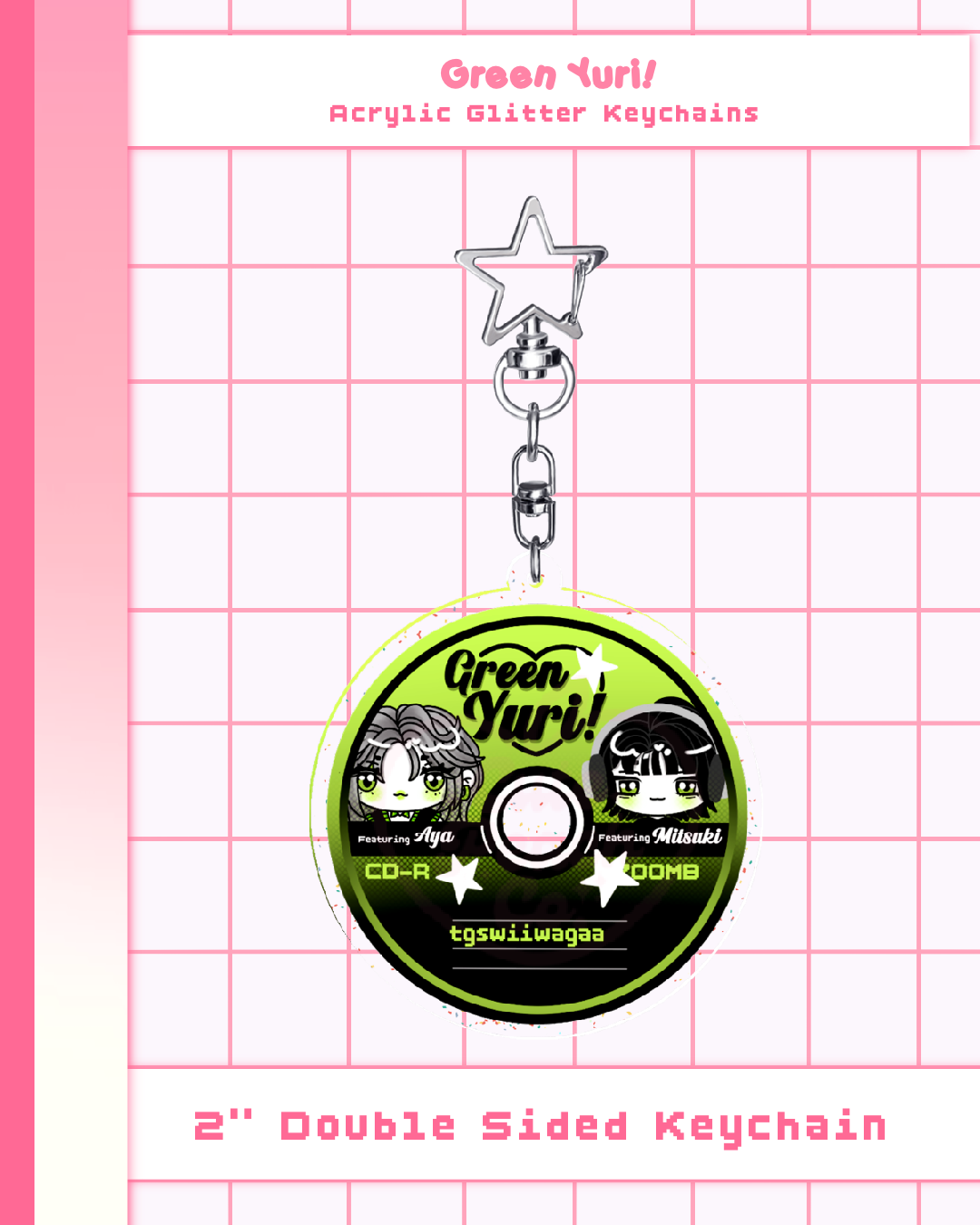 Green Yuri Glitter Keychain