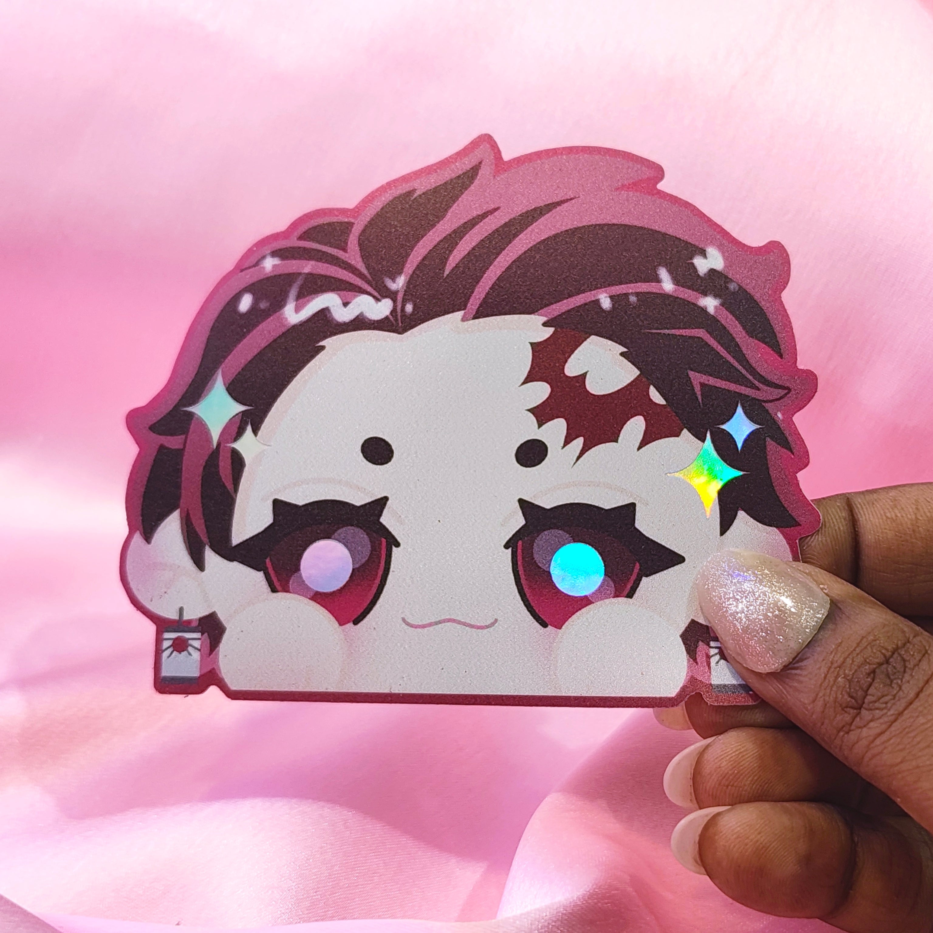 Demon Slayer Tanjiro Holographic Peeker Sticker