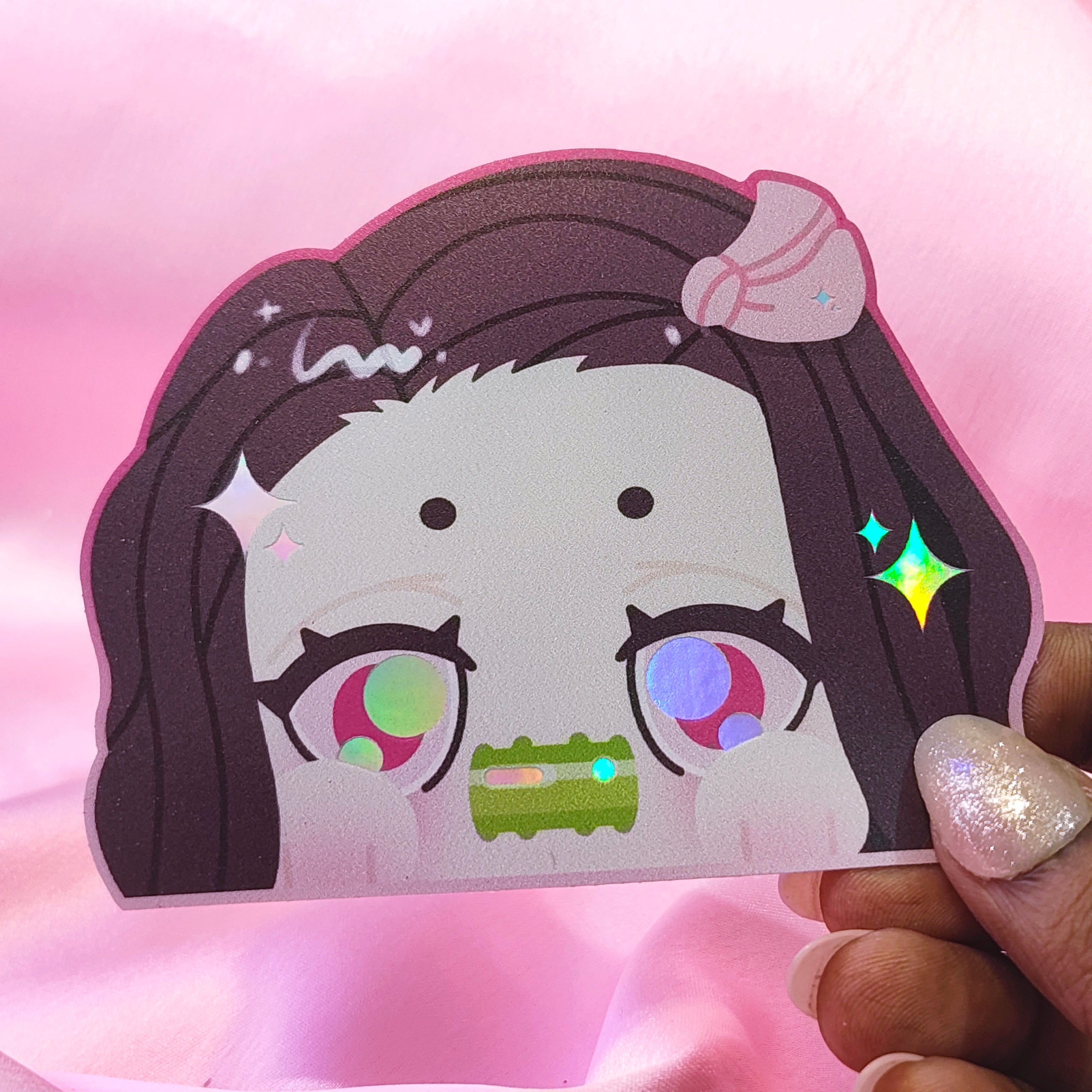 Demon Slayer Nezuko Holographic Peeker Sticker