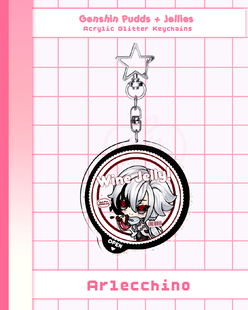 🍮 Genshin Pudds + Jellies Glitter Keychains