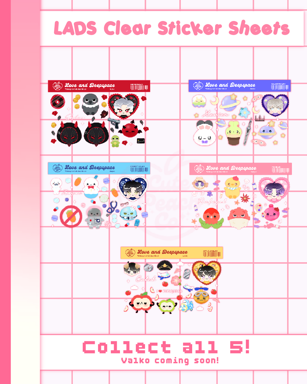 Love and Deepspace Clear Sticker Sheets