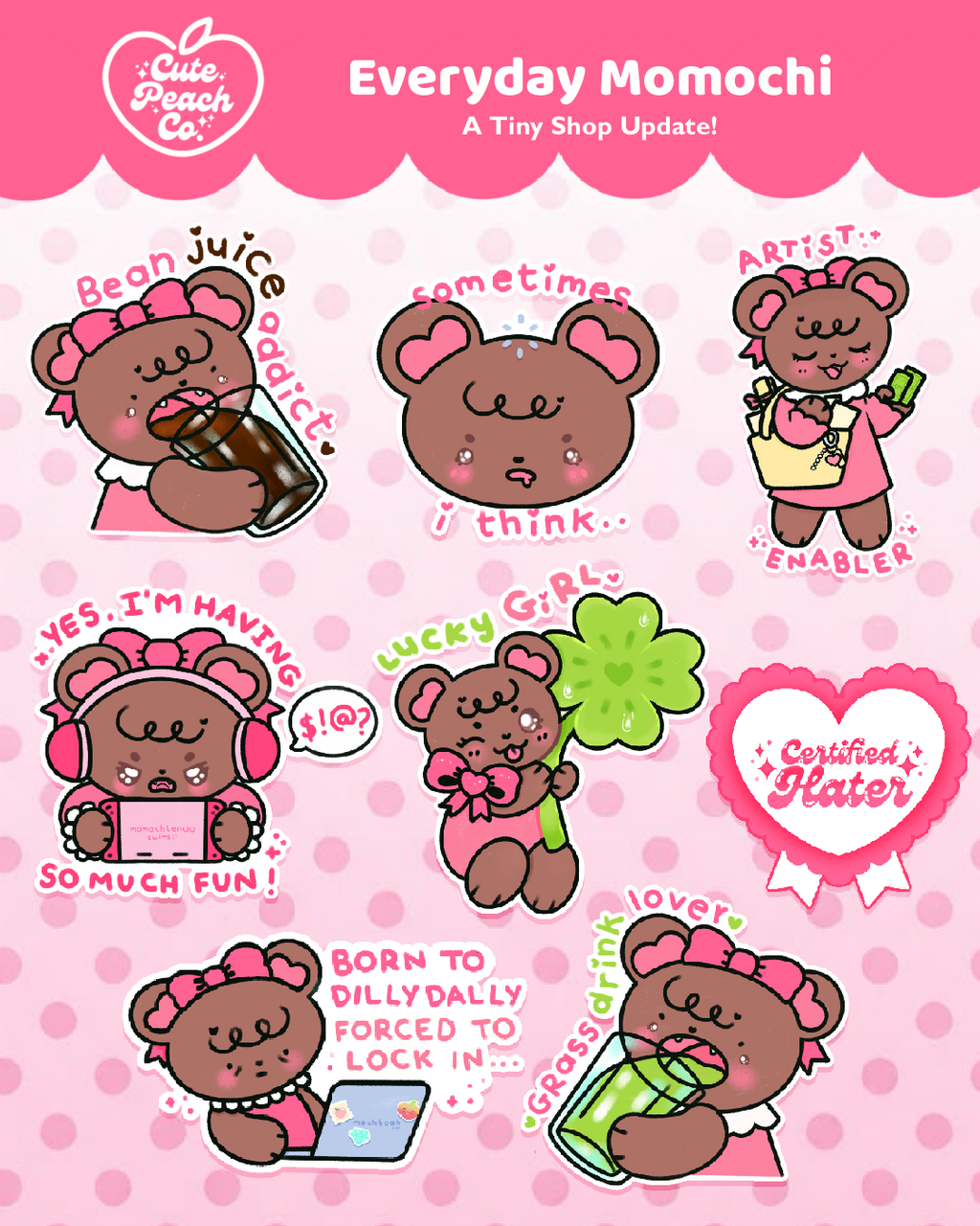 🌸 Everyday Momochi Sparkly Die-Cut Sticker Collection 🌸
