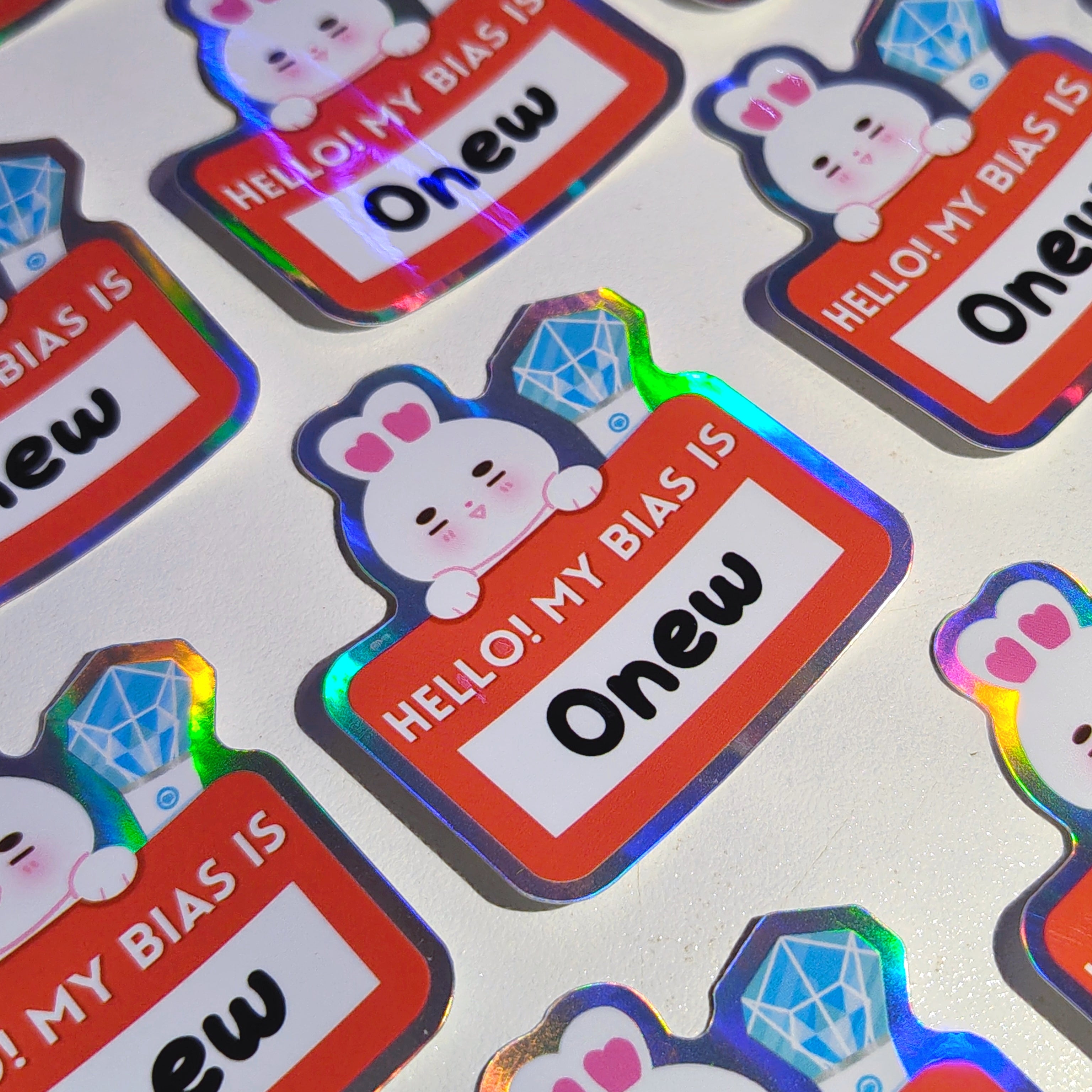 Hello My Bias is : Onew! Holographic Vinyl Sticker ♡