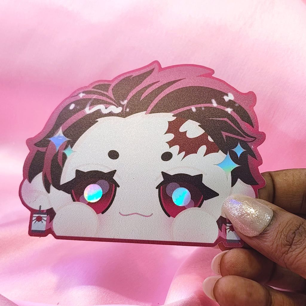 Demon Slayer Tanjiro Holographic Peeker Sticker