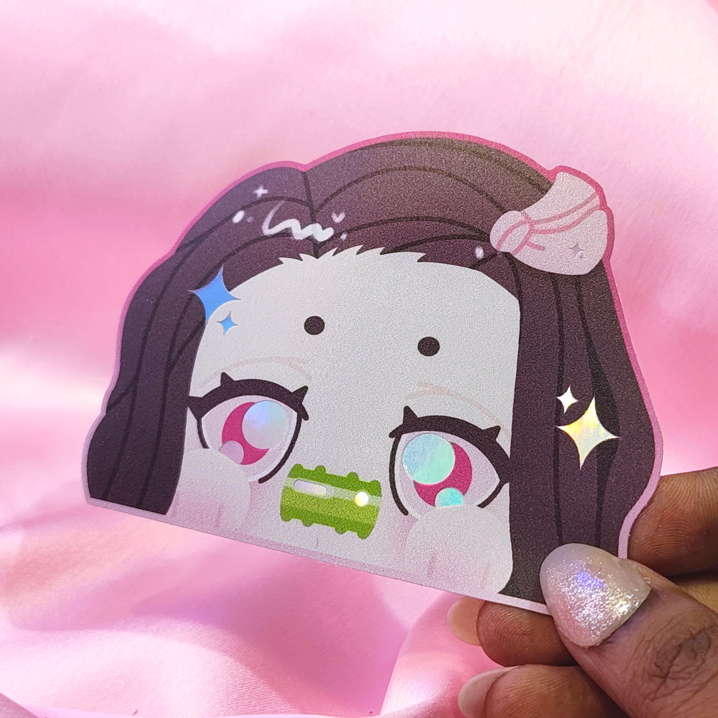 Demon Slayer Nezuko Holographic Peeker Sticker