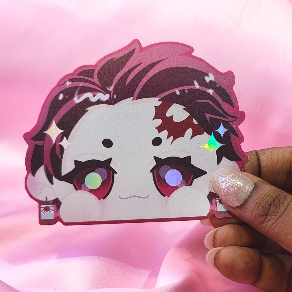 Demon Slayer Tanjiro Holographic Peeker Sticker