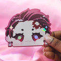 Demon Slayer Tanjiro Holographic Peeker Sticker