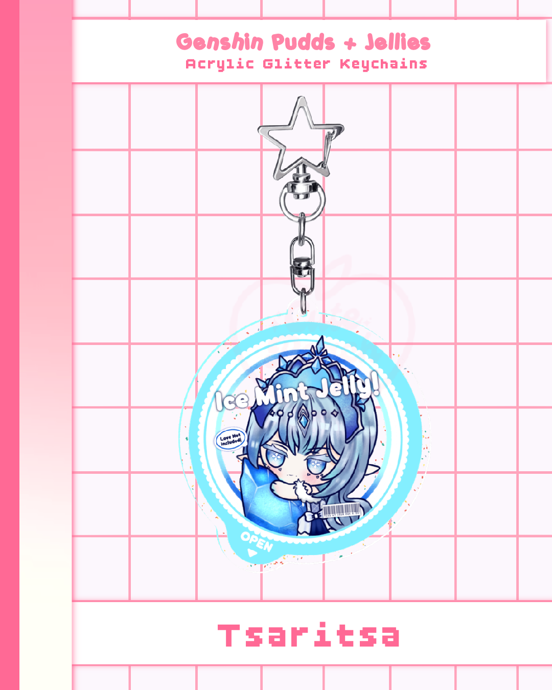 🍮 Genshin Pudds + Jellies Glitter Keychains